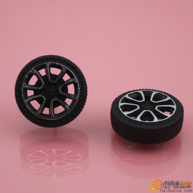 30mm直径塑料车轮 普通车轮 自动化烫印技术 DIY模型车轮 2mm孔径W34