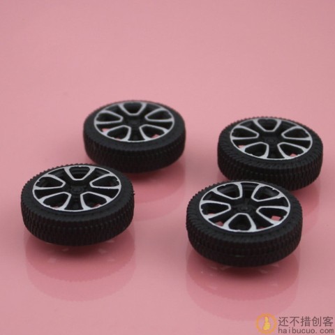 30mm直径塑料车轮 普通车轮 自动化烫印技术 DIY模型车轮 2mm孔径W34