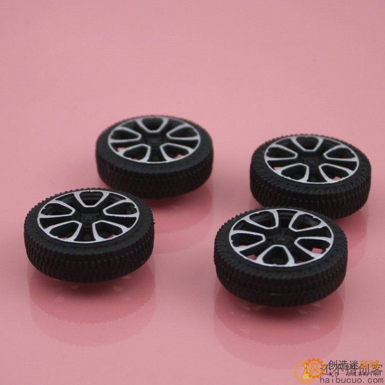 30mm直径塑料车轮 普通车轮 自动化烫印技术 DIY模型车轮 2mm孔径W34