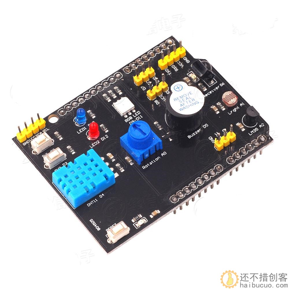 9合一多功能扩展板 DHT11温湿度 LM35温度 蜂鸣器兼容UNO SNA305