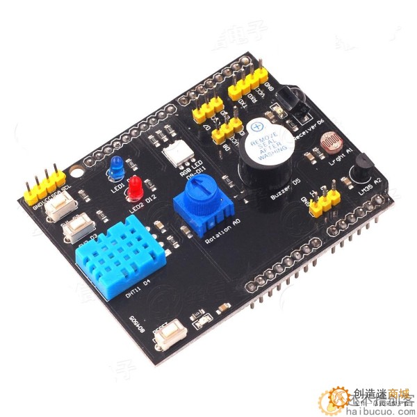 9合一多功能扩展板 DHT11温湿度 LM35温度 蜂鸣器兼容UNO SNA305