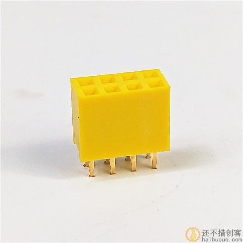 2*4PIN 双排母座 2.54MM间距 直针底座（黄色）