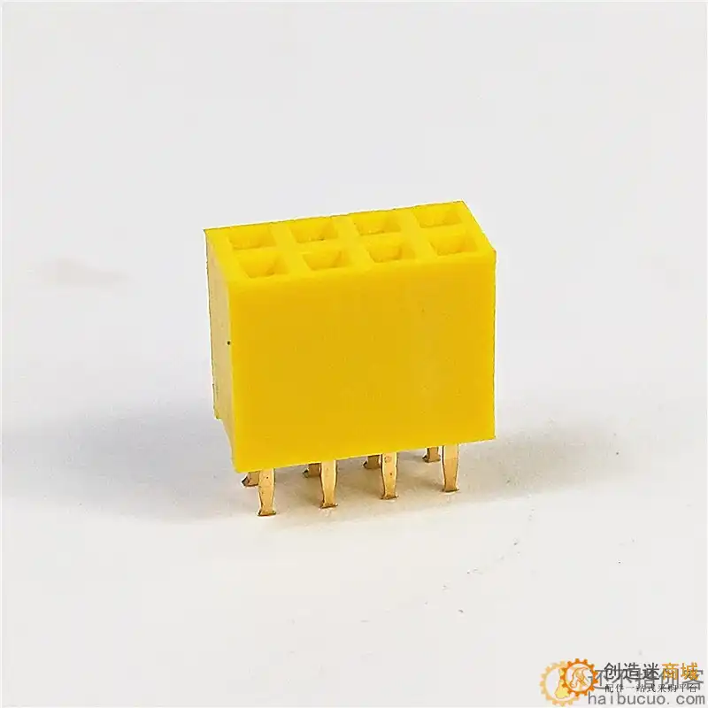 2*4PIN 双排母座 2.54MM间距 直针底座（黄色）