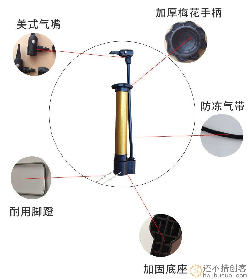 便携式球类打气筒 充气高压小气筒 自行车电车迷你脚踩打气筒