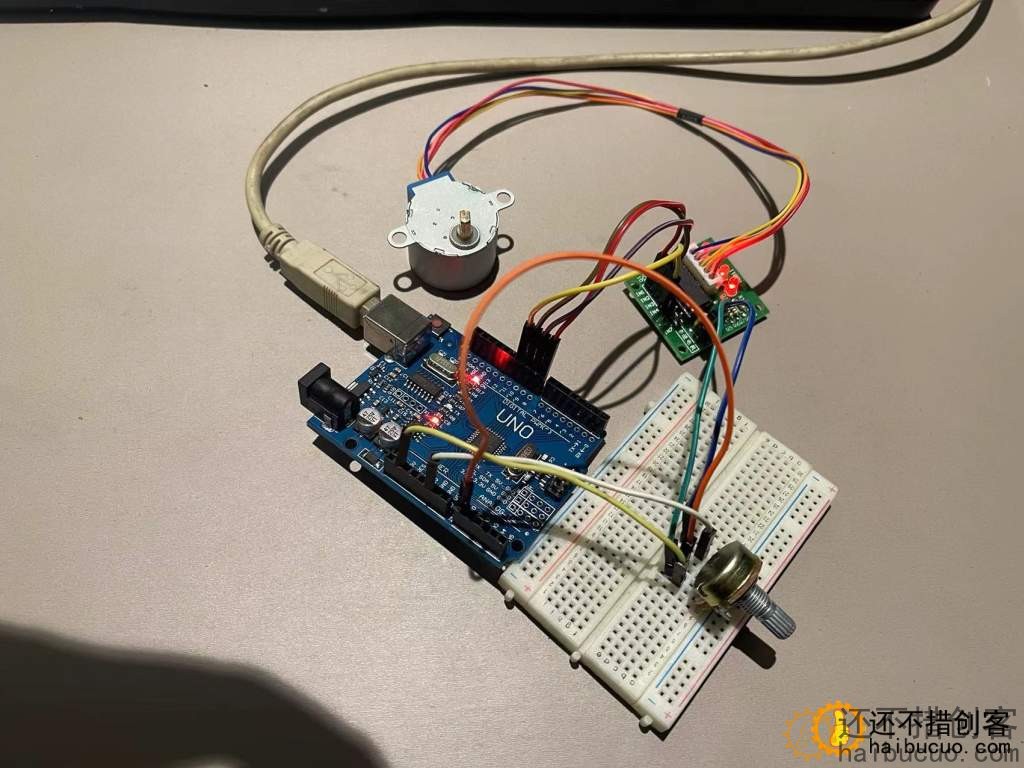 如何用arduino 电位器、面包板驱动步进电机试验和代码