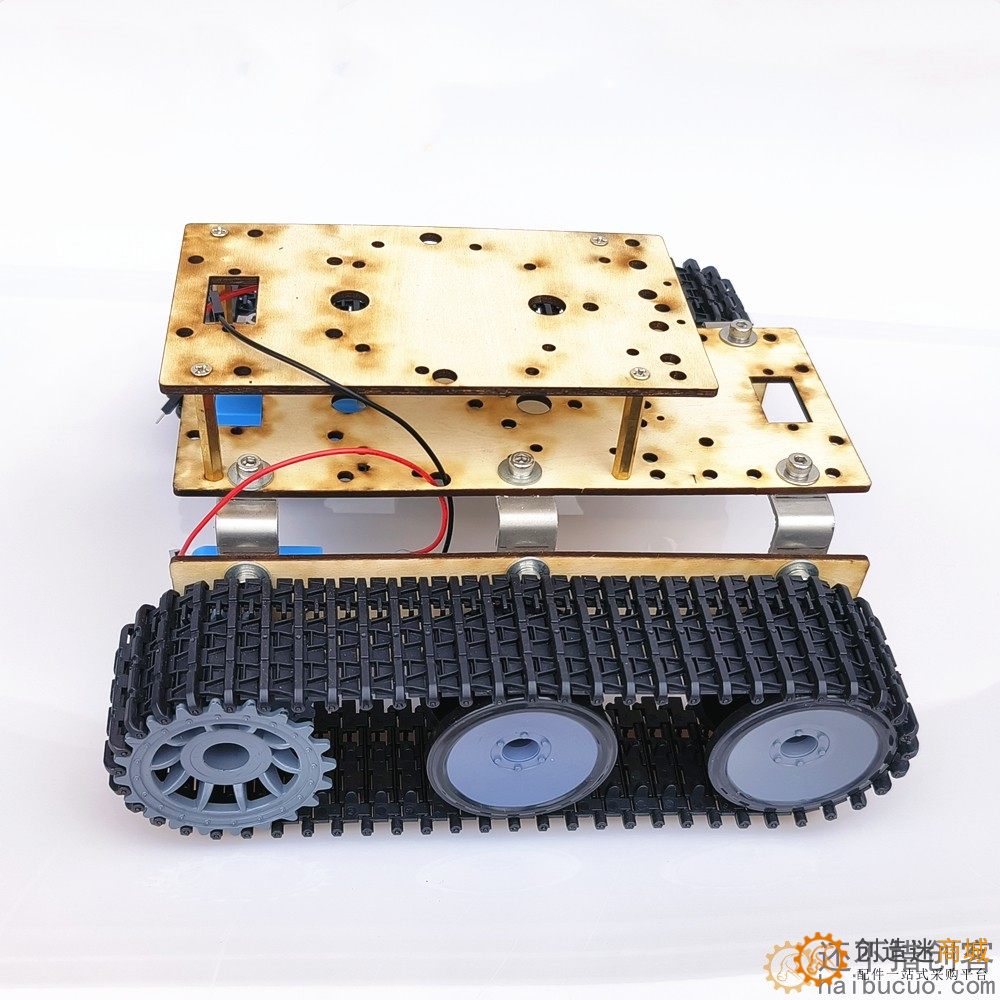 经济机器人双层坦克底盘积木木板全金属TT马达6v履带智能小车底盘