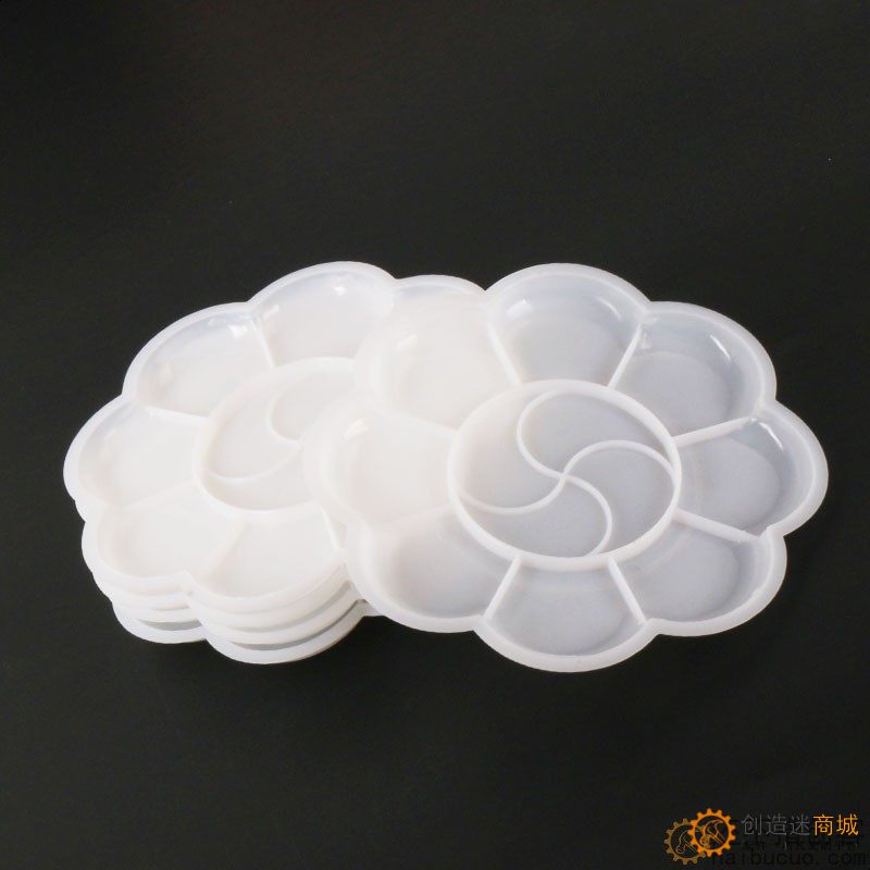 塑料调色盘 11厘米梅花调色盘 丙烯水粉颜料盘调色盘SN1111