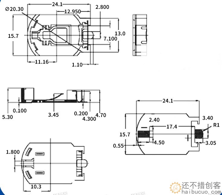 镀金 3V CR2032/CR2025 贴片电池座 纽扣电池 镀金电池座