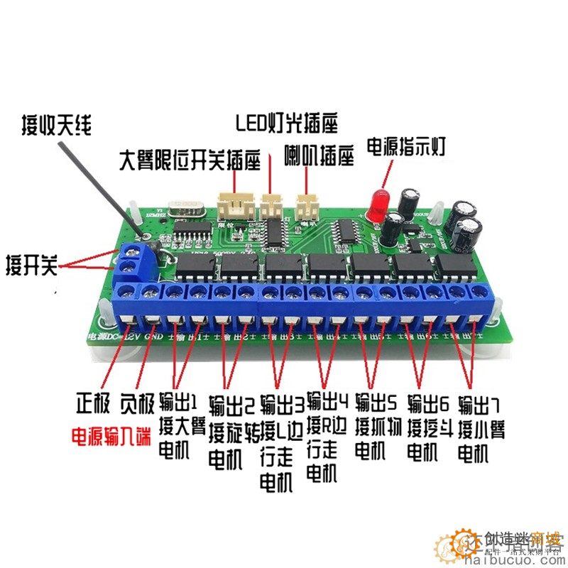 16通道2.4GHZ遥控器接收板 套装DIY玩具车机器人挖掘机6-12V遥控 SNRM98