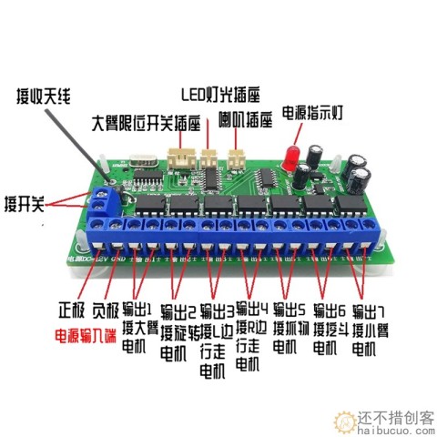 16通道2.4GHZ遥控器接收板 套装DIY玩具车机器人挖掘机6-12V遥控 SNRM98