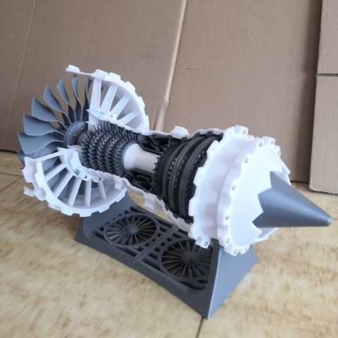 航空发动机模型飞机涡扇引擎用于教学原理演示3D打印 3D29