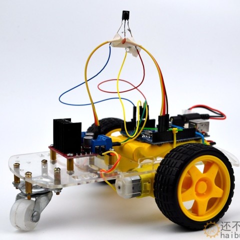 for arduino uno+l298n+红外接收头+红外遥控器 遥控小车