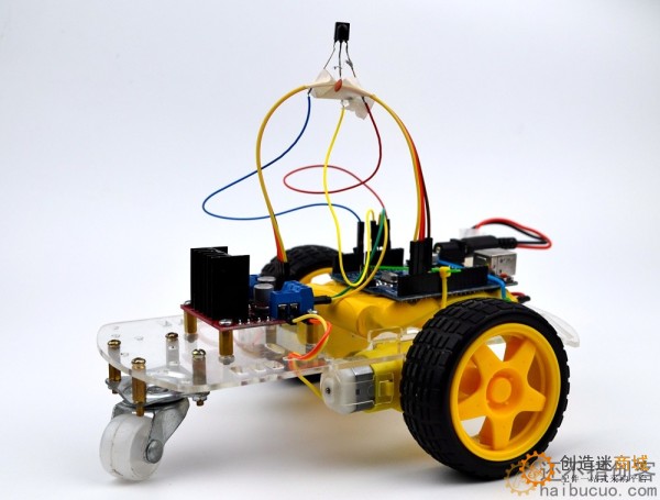 for arduino uno+l298n+红外接收头+红外遥控器 遥控小车