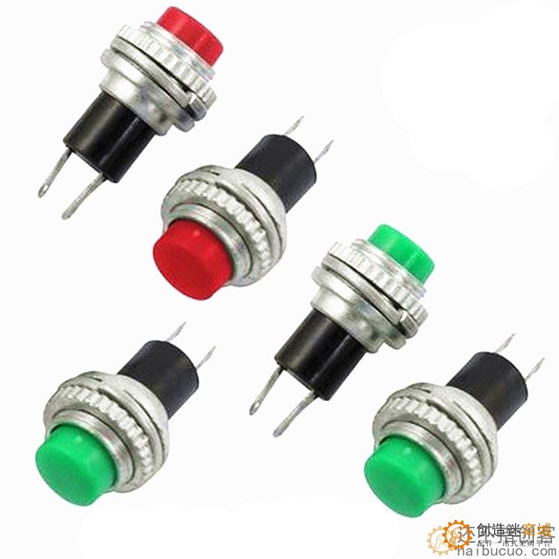 10mm小型按钮开关红绿 DS-314 无锁自复位 点动按通开关 门铃喇叭