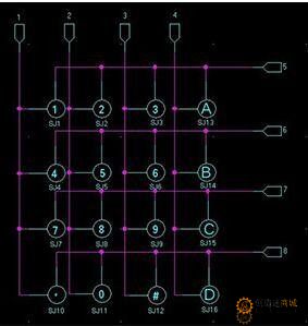 单片机键盘 按键 矩阵 4*4 4X4 A键盘 16键 工业键盘 行列扫描SNA328
