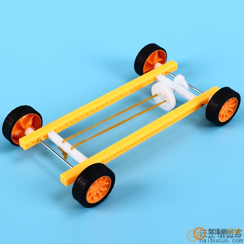 科技小制作橡皮筋动力小车学生DIY手工益智stem回力反冲力车模型SNP122
