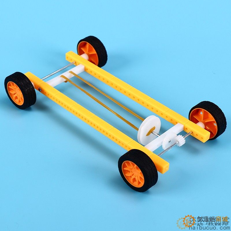 科技小制作橡皮筋动力小车学生DIY手工益智stem回力反冲力车模型SNP122