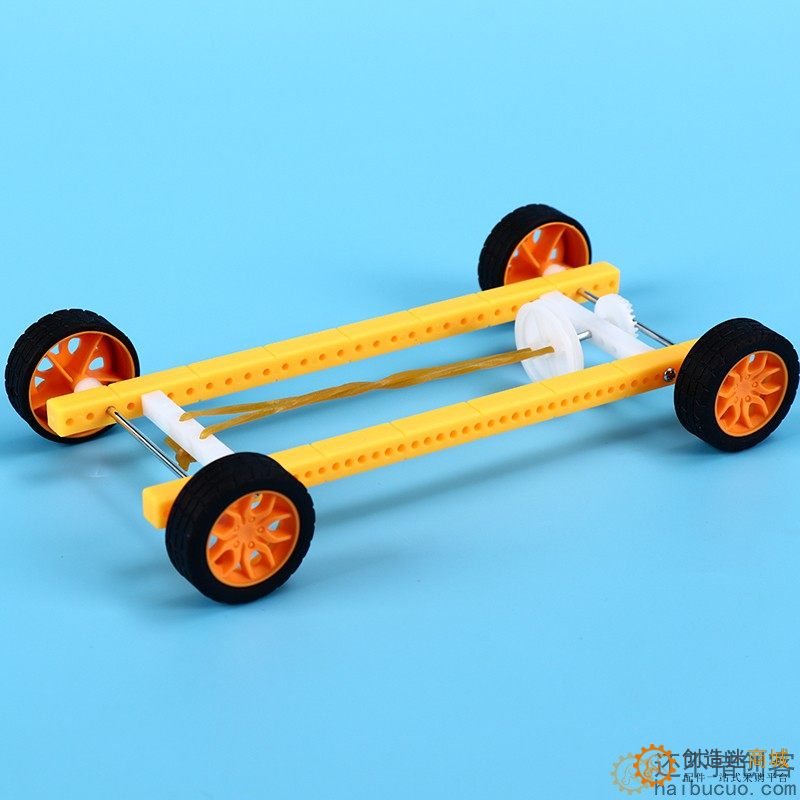 科技小制作橡皮筋动力小车学生DIY手工益智stem回力反冲力车模型SNP122