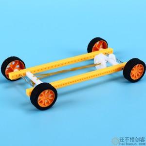 科技小制作橡皮筋动力小车学生DIY手工益智stem回力反冲力车模型SNP122