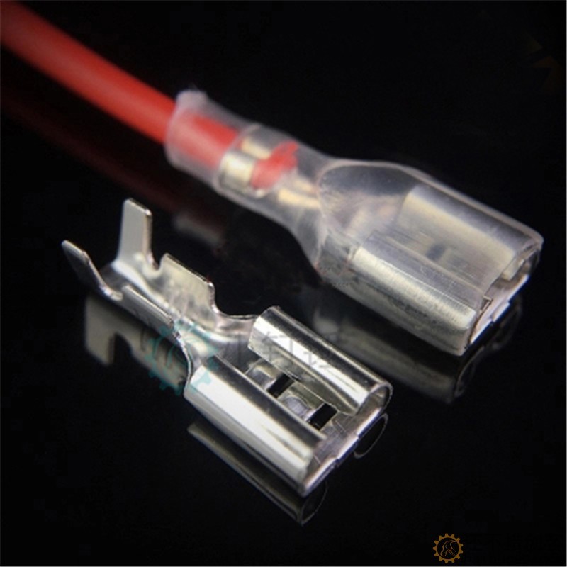 SN612 6.3插簧+护套 0.4厚母头铜接插件插拔式冷压接线端子连接器SN612