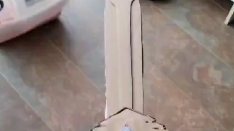 网友用纸板灯带自制发光尚方宝剑