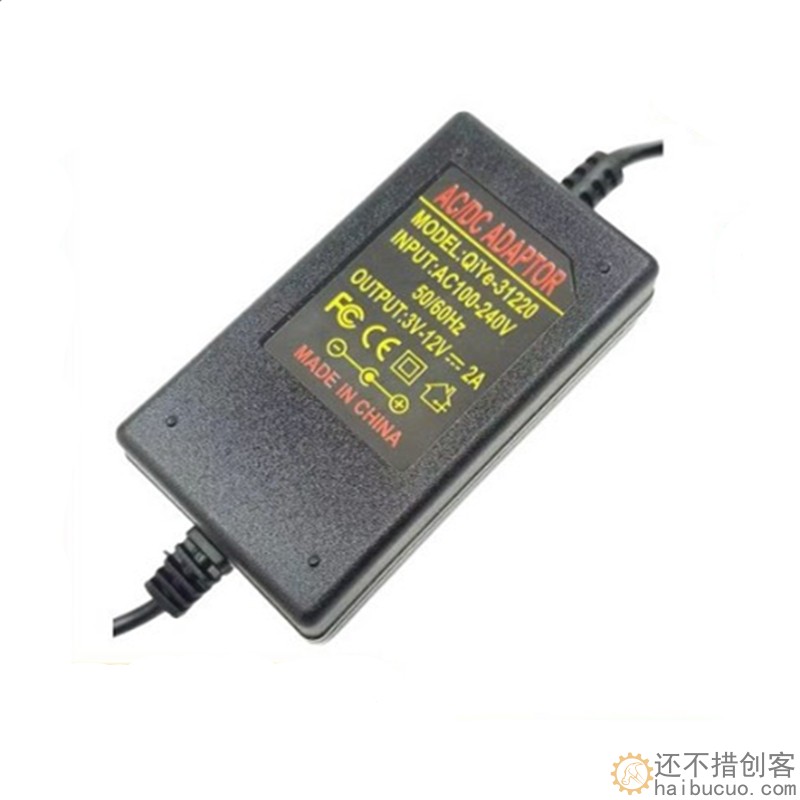 3-12V2A可调压直流电源 马达电机水泵LED灯带 调速调温调光适配器SN1297