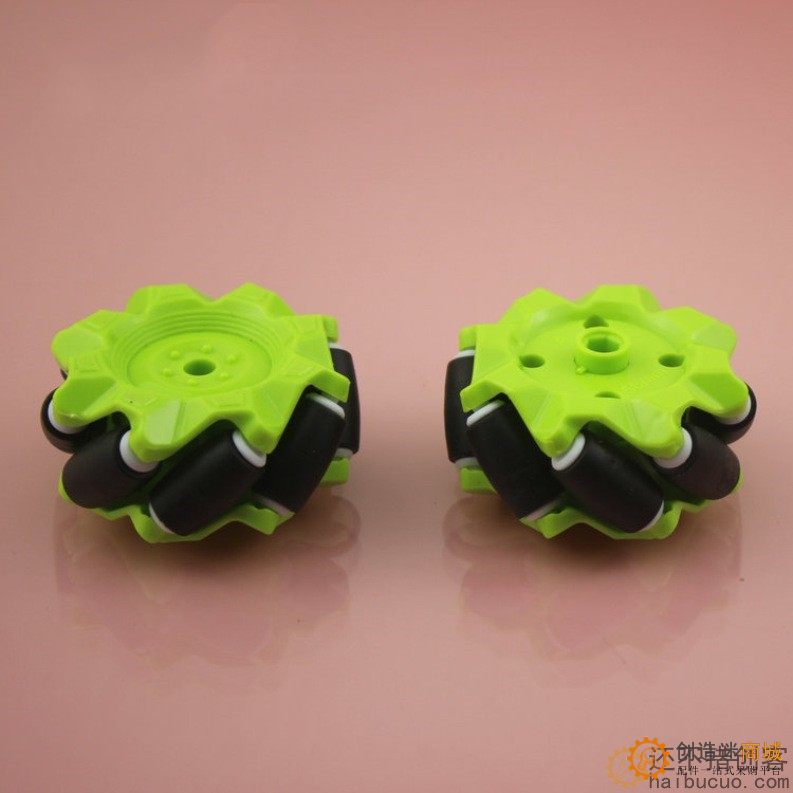 麦克纳姆轮 特技轮 玩具车轮 横行轮 包胶车轮 全向轮 绿黑