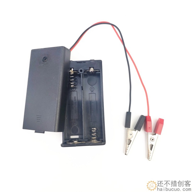 全密封 高档2节AA5号电池盒 两槽  3V电源盒带开关带夹子BB4