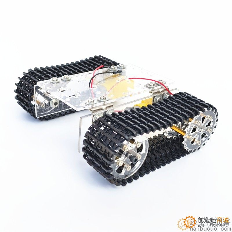 探月升级亚克力全拼装坦克底盘TT马达3-9v履带车智能小车带线STEM教育SNX1