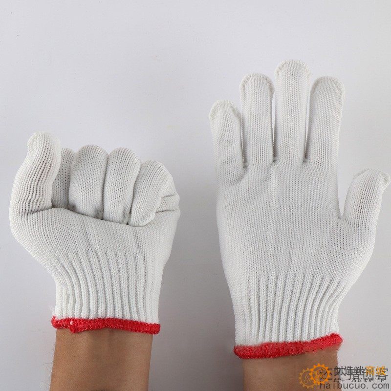 劳保手套耐磨工作冬季加厚薄款白棉纱修车工地干活建筑SN1318