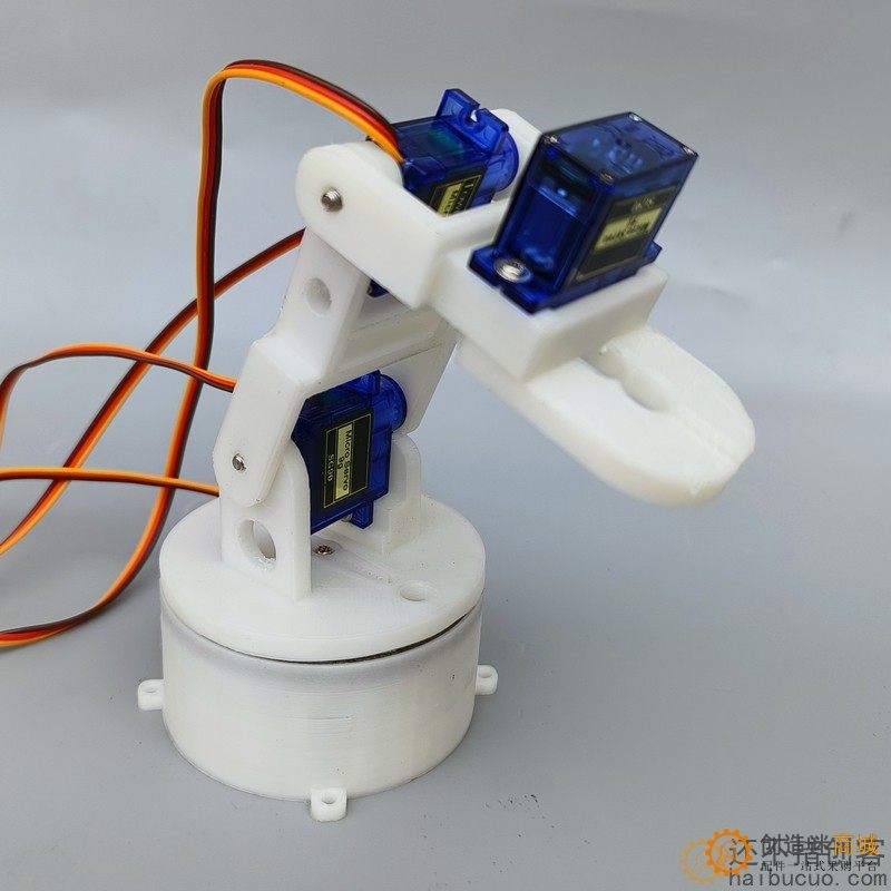四自由度3D打印白色六轴机械臂 DIY机器人 拼装 3D打印产品 SG90 SNAM9200