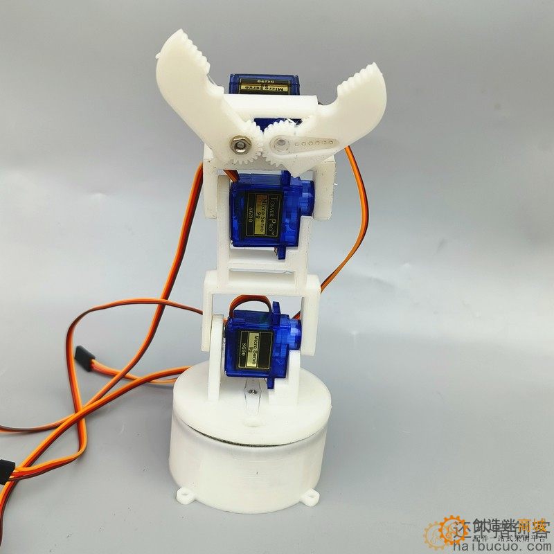 四自由度3D打印白色六轴机械臂 DIY机器人 拼装 3D打印产品 SG90 SNAM9200
