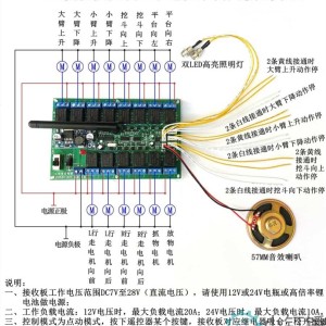 16通道2.4GHZ遥控接收器 科学DIY玩具车机器人挖掘机12V遥控套装 20A SNRM8