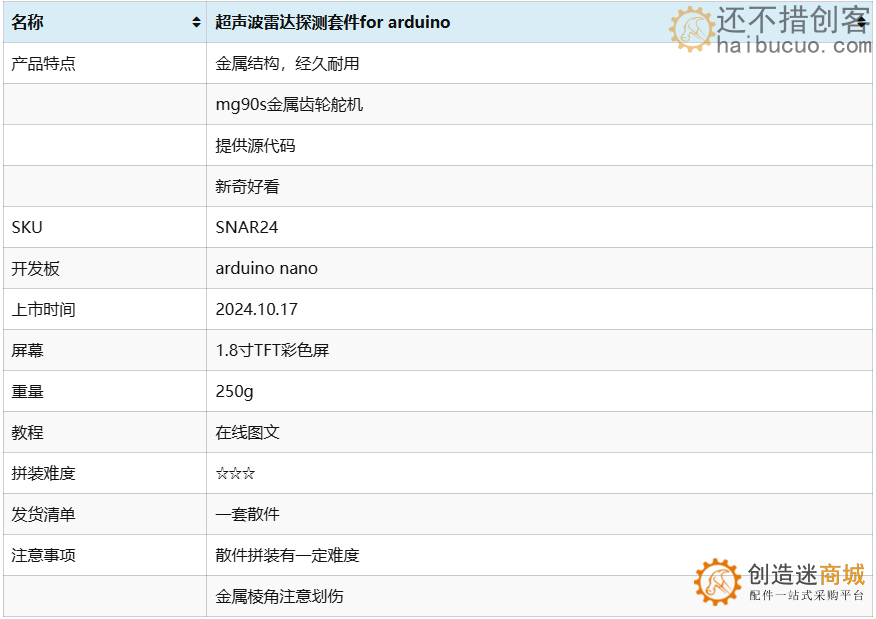 for arduino超声波雷达铝合金拼装制作套件探测 大中学生编程学习  安装好 SNAR24