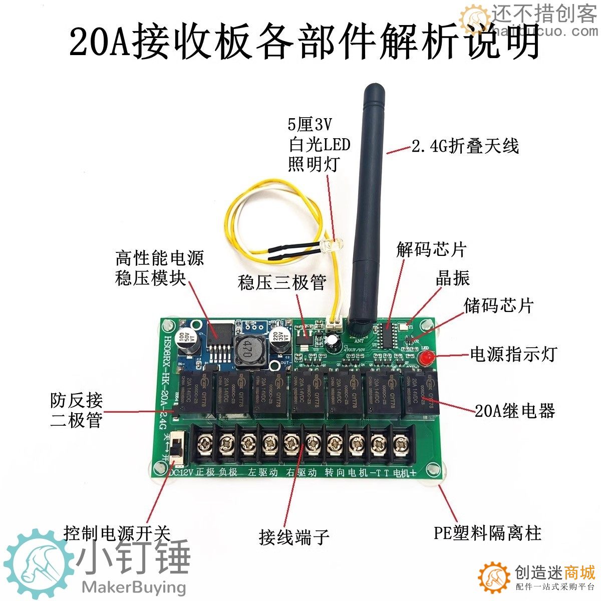 SNRM18 8通道2.4G混控20A格斗机器人车模船模四驱车改装配件创客DIY无线遥控模块