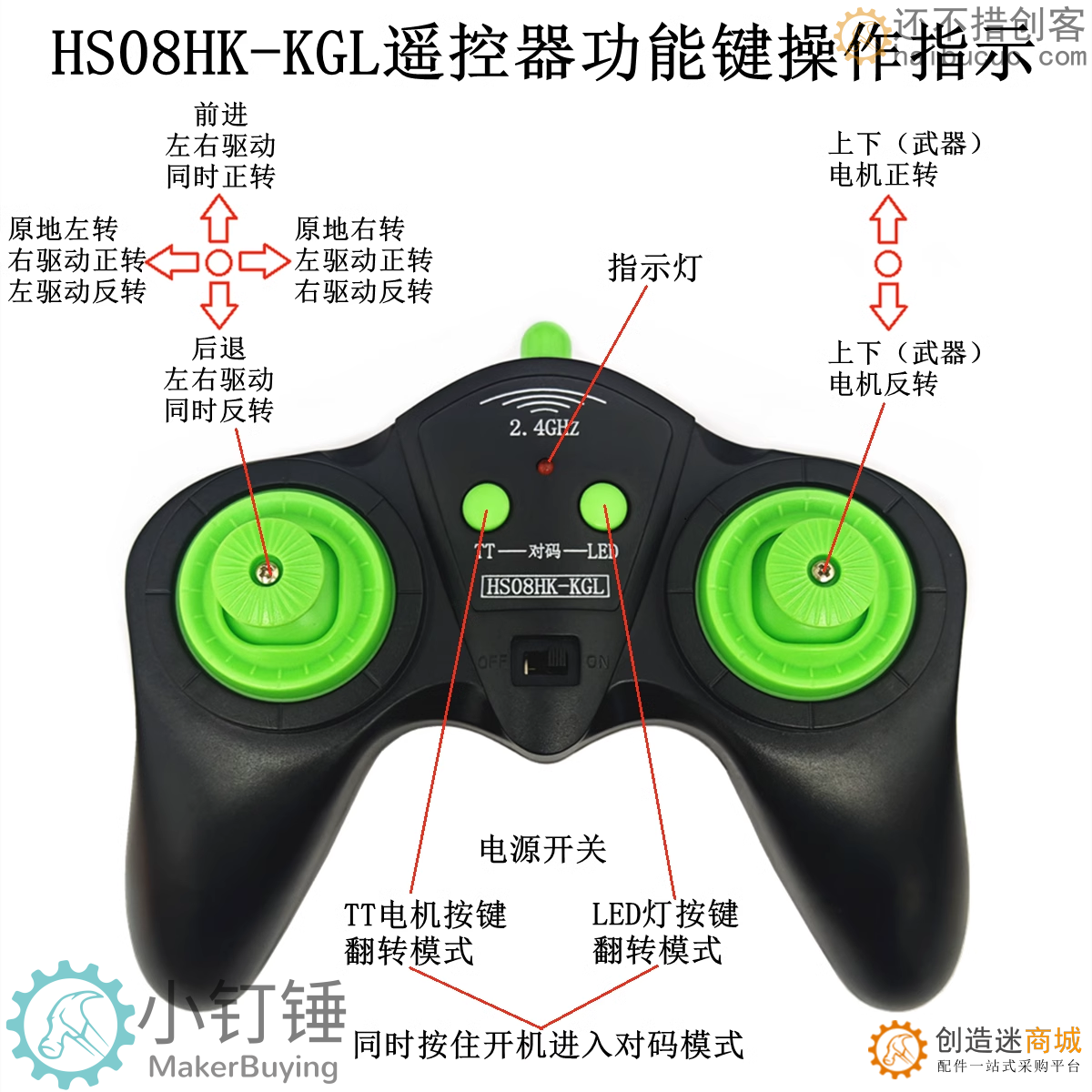 SNRM11 8通道2.4G格斗机器人遥控套装 车模船模四驱车改装配件创客DIY无线遥控模块