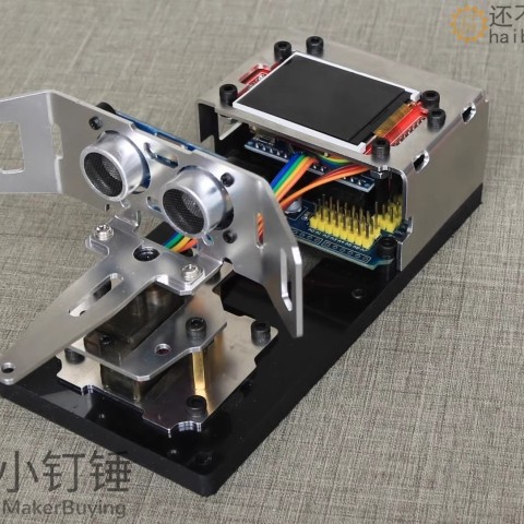 for arduino超声波雷达铝合金拼装制作套件探测 大中学生编程学习  安装好 SNAR24