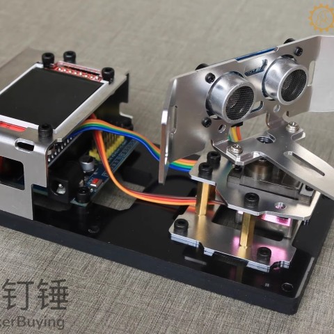 for arduino超声波雷达铝合金拼装制作套件探测 大中学生编程学习  安装好 SNAR24