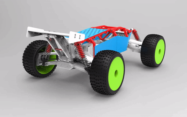 1:8 全套越野大脚车高速车RC 4WD SolidWorks stl 3D图纸 安装手册