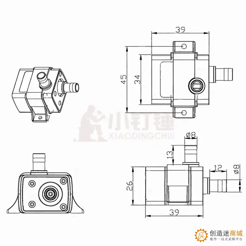 12v 两用 离心泵 HBCP37  DC12V水泵 140404 DC接头