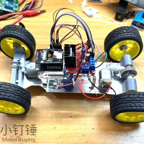 小钉锤C1 V esp32 cam视频WIFI智能小车L298N全拼装转向带差速器
